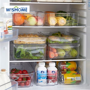 BPA ฟรีพลาสติกใสใสสำหรับตู้กับข้าวจัดเก็บของทรงสี่เหลี่ยมพร้อมที่จับ<span class=keywords><strong>วัสดุ</strong></span>สำหรับตู้เก็บของในห้อง<span class=keywords><strong>ครัว</strong></span> - Product Image 3