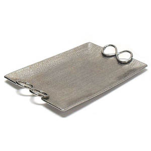 Plateau de service en métal de forme arrondie, fait à la main, décoratif, en acier galvanisé, forme rectangulaire - Product Image 2