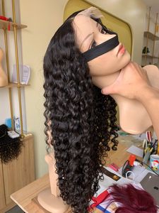 Perruque en cheveux humains bouclés avec dentelle frontale transparente, douce, à cuticules alignées, nœuds décolorés transparents, pré-épilée - Product Image 5