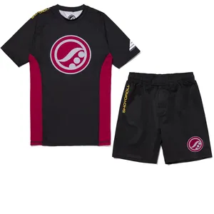 Obtém alta qualidade subolmação shoyoroll mma rash guard e grappling shorts conjunto completo com 80% poliéster e 20% spandex