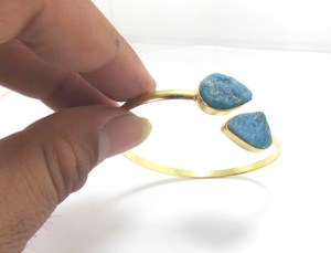 Bracelet de mode style Boho plaqué or fait à la main en pierre précieuse naturelle Druzy en fil de fer enveloppé de pierre de naissance Bracelets de déclaration - Product Image 5