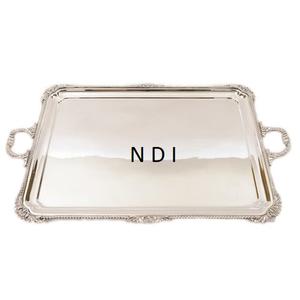Bandeja de Servicio con Acabado Plateado, Estilo Lujoso, Forma Ovalada Decorativa para Servir Aperitivos o Cena, con Borde Decorativo - Product Image 6
