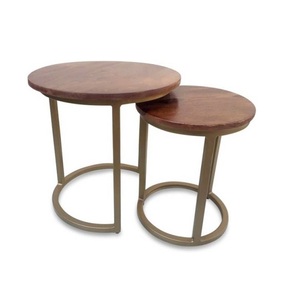 Juego de 2 mesas de esquina con tapa de madera para cafetería, cafetería, uso de muebles de lujo para decoración de Hotel, mesa auxiliar, precio al por mayor - Product Image 1