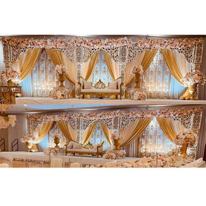 Décoration de scène de mariage et murs à bougies Décoration de scène de mariage canadienne élégante Scène de réception de mariage indienne élégante - Product Image 1
