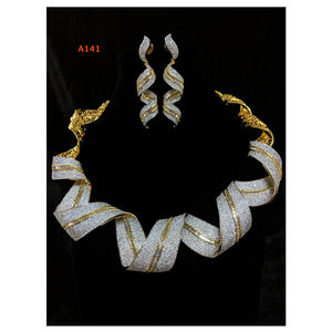 Nigérian Américain Diamant Bracelet Collier Ensemble Élégant Bijoux Africains pour Mariages Fêtes Fiançailles Anniversaires Cadeau - Product Image 1