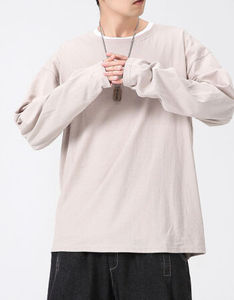 มาใหม่ของผู้ชายแขนยาวผ้าฝ้าย100% สีที่กำหนดเองขนาดบวกเสื้อยืด - Product Image 2
