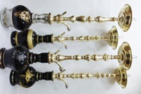 Solicast Farida Mini Chicha de Luxe Égyptienne en Laiton et Cuivre avec Finition Laquée et Vase en Verre pour Fumer la Chicha Or/Cuivre/Argent