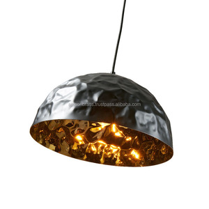 Lámpara colgante de hierro y metal, iluminación para sala de estar, pantalla colgante martillada con acabado recubierto de polvo negro - Product Image 4