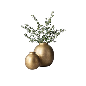 Ensemble de trois vases à fleurs ronds en métal doré poli, vase à fleurs pour mariage, fête et décoration d'événements - Product Image 3
