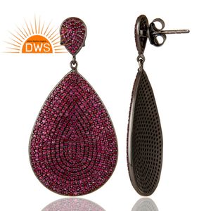 Venta al por mayor: Pendientes de rubí natural con micro pavé de última tendencia 2026, joyería de plata de ley 925, proveedor de joyería. - Product Image 3