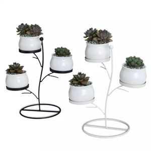 Style simple cadre en fer branche forme en céramique pot de fleur - Product Image 1