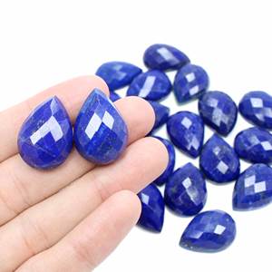 Cabujón facetado de lapislázuli natural, 25x18 MM, piedra preciosa cortada en Pera, par de colores azules - Product Image 3
