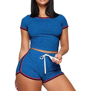 Fabricante's Wholesale Hot Sexy Ladies Crop Top Booty Shorts Camisa de manga corta personalizada Vestido de mujer Moda de dos piezas - Product Image 3