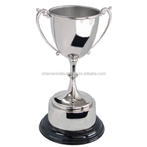 Copa de trofeos de latón niquelado, Base negra, elegante estilo náutico, Premio deportivo, decoración del hogar, logotipo personalizado, artesanía de Metal pulido - Product Image 1