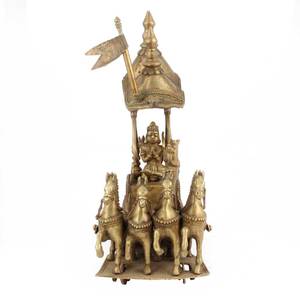 Esculturas de Latón Dorado Hechas a Mano del Señor Krishna y el Carro de Arjun, Figuras Decorativas, Piezas de Colección, Artículos de Regalo - Product Image 2