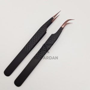 Haute qualité or Rose forte pince à épiler d'extension de cils incurvés durable en acier inoxydable Volume cils en gros - Product Image 6