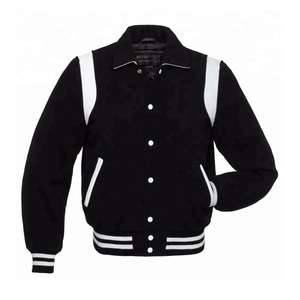 2025 tourner vers le bas dernière veste personnalisée avec des panneaux d'épaules en cuir de mouton souple sport Baseball veste hommes Letterman fabricant - Product Image 4