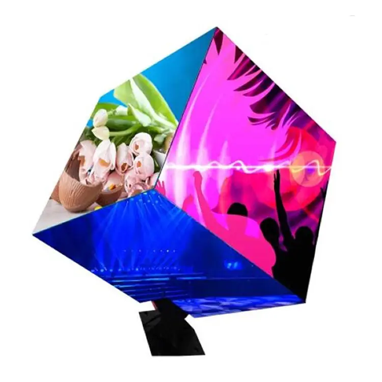 Cubo de led com animação adeve, tamanho personalizado, ull, cor interna/externa, hd 3d, 4 lados, display led, cubo criativo quadrado mágico