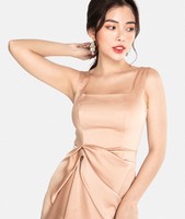 Robes midi décontractées d'été élégantes pour femmes, sans manches, col en U profond, style enveloppant ajusté, fermetures éclair unies, en mousseline naturelle