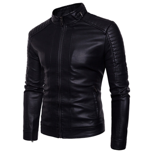 Fashionable man leather jacket winter 