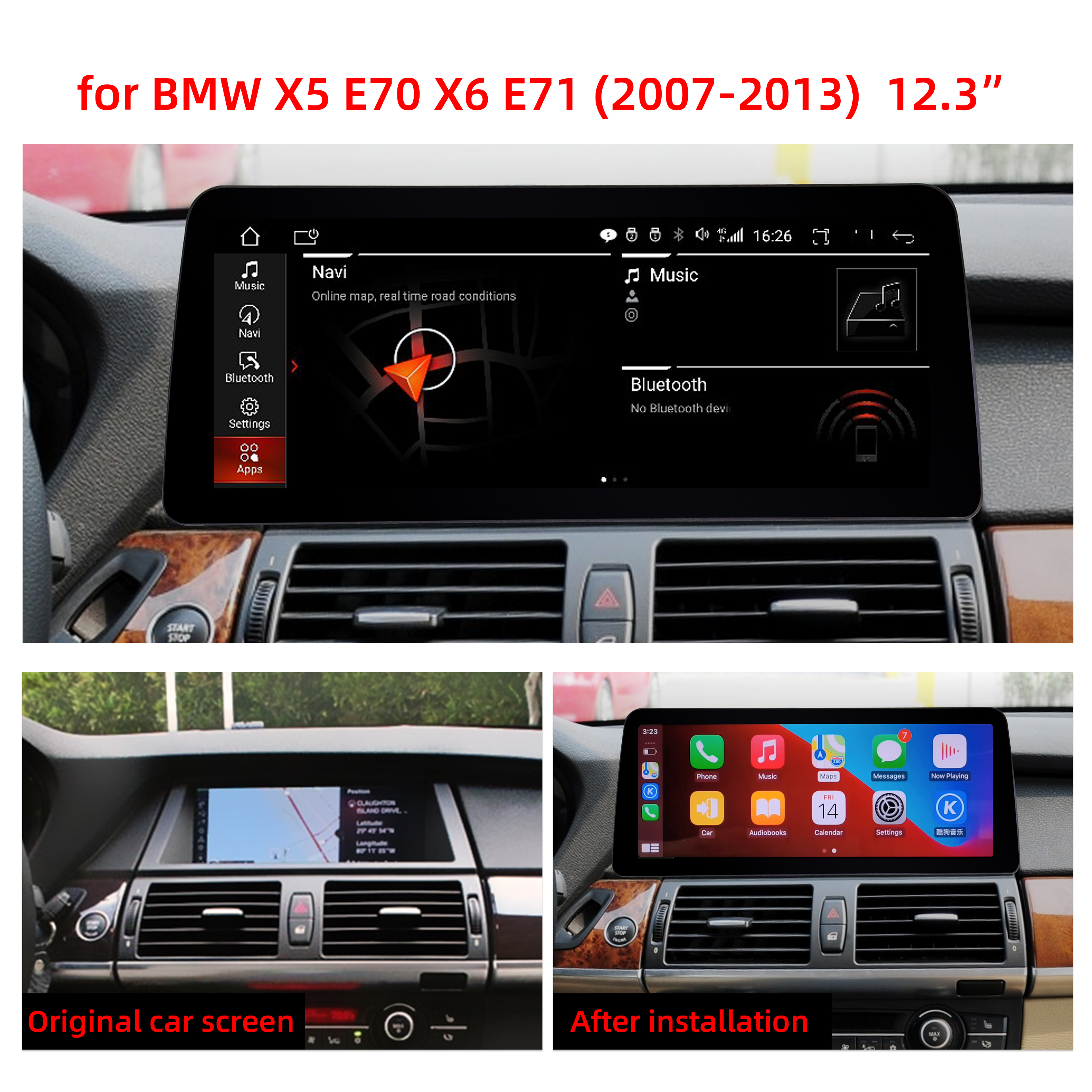 Autoradio Android 14 Qualcomm Pour BMW X5 E70 / X6 E71 - Écran 10.25" IPS, CarPlay/Android Auto