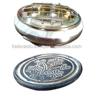 Quemador de resina de incienso de latón hecho a mano con placa de madera tallada Perfumería y quemador de carbón para difusor de aromaterapia de aroma de habitación - Product Image 6