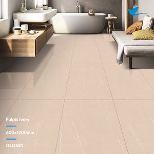 Carreau de marbre en porcelaine beige brun polonais antique 600x1200mm pour revêtement de sol mural intérieur de villa, premier fabricant indien - Product Image 2