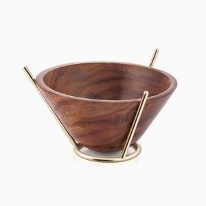 Plateau en bois en forme personnalisé, pour bricolage, avec petit bol en métal doré et manche doré en fil, vaisselle de table - Product Image 6