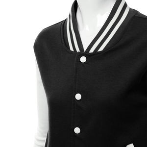 Women's High Quality Custom Leather Bomber Jacket Winter Long Sleeved <b>Coats</b> <b>Button</b> Decoration Breathable Solid Letterman Style - Product Image 4