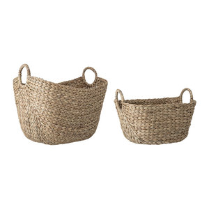Woven Water Hyacinth Basket With Handles for Storage of Clothes <b>Books</b> a Decorative Items for Art Concept Made in Vietnam - Product Image 5