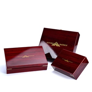 high gloss piano paint Custom Laser Logo MDF pasted special paper empty wooden gift packaging box