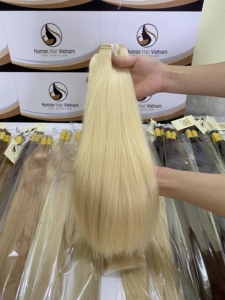 ผมต่อของมนุษย์สีบลอนด์แบบชาวยุโรปชาวรัสเซียบริสุทธิ์เรียงกันเป็นสองเส้น - Product Image 4