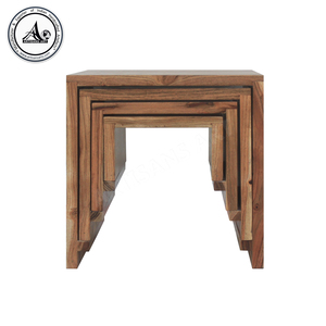 Solid Acacia Wood Modern Nesting <b>Table</b> <b>Set</b> 4 Strong Rustic Handcrafted <b>Side</b> <b>Tables</b> Space Saving Living Room Furniture Artisans - Product Image 5
