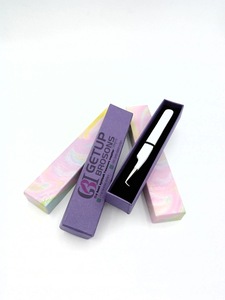 Recubrimiento de polvo blanco profesional Logotipo personalizado Pinzas de extensión de pestañas de acero inoxidable de 90 grados Instrumento de belleza - Product Image 5