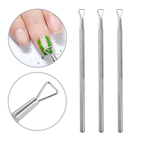 Repousse cuticules pour manucure en acier inoxydable, bâton à bande triangulaire pour enlever le vernis à ongles Gel UV, accessoire de Nail Art