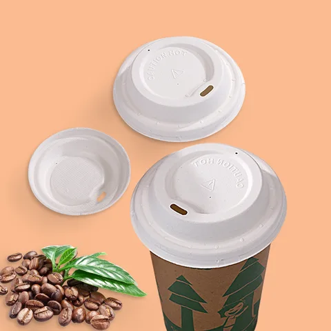 Caffee Flat Milk Tea Disposable Paper Lids Biodegradable Bagasse Cup Lid