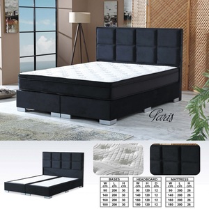 Juego de dormitorio de lujo con cabecero de cama colchón armario tocador mesa auxiliar base de cama con almacenamiento colchón de muelles de bolsillo - Product Image 2