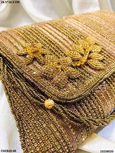 New Style Luxury Genuine Leather Stylish Evening Purse <b>Clutch</b> <b>Bag</b> Woman Indian Bridal Designer <b>Embroidered</b> <b>Clutch</b> <b>Bags</b> & Purses - Product Image 4