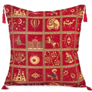 Funda de cojín y almohada, tela turca roja con diseño de símbolos turcos Hecho en Turquía... De Turquía - Product Image 1