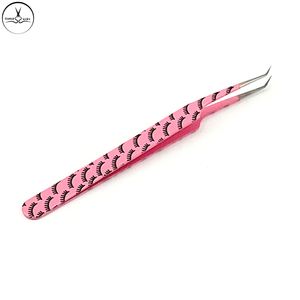 Pince à cils rose de marque personnalisée Nouveau design Outil de beauté de volume avec embouts pointus en acier inoxydable en fibre d'argent Vente en gros - Product Image 4