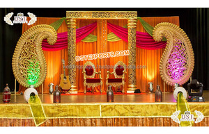 Décorations de mariage en argent luxueuses pour scène de réception de mariage indien à thème argenté élégant - Product Image 5