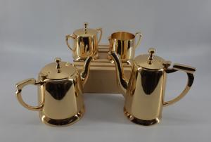 Dernier service à café et thé personnalisé pour la maison plaqué argent avec couvercle décoratif en laiton haut en métal - Product Image 5