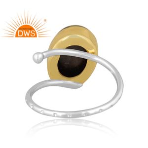 Anillo apilable de piedras preciosas de cristal de labradorita doble Natural de plata de ley fina 925 para fabricante de joyería de mujer - Product Image 4