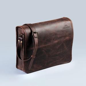 Vintage Brown Leather <b>Messenger</b> <b>Bag</b> Button Embroidery Men's Women's Work Shoulder <b>Bag</b> Crossbody Satchel for Summer Dress <b>Laptop</b> - Product Image 3