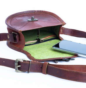 Genuine Full Grain Leather <b>Handbag</b> with Engraved Patterns Vintage Goat Leather Large Capacity Crossbody Bags for Men & Women - Product Image 6