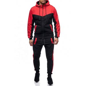 Chaqueta con cremallera para hombre, chándal con cordón ajustable, trajes deportivos para Fitness, chándal de 2 piezas de bloque de Color - Product Image 1