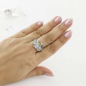 À la mode Feuille Style Lunette Réglage Incrustation Fine 925 Bague En Argent Sterling Naturel Citrine Gemme À La Mode Fête De Mariage - Product Image 2