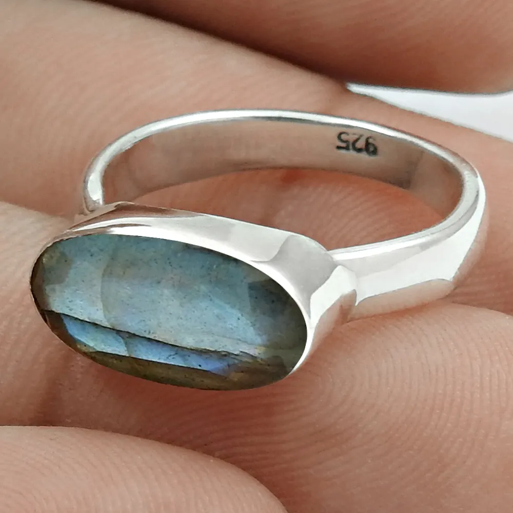 Blue fire labradorite ring handmade jewelry solid 925 sterling silver ring wedding fashion rings manufacturer