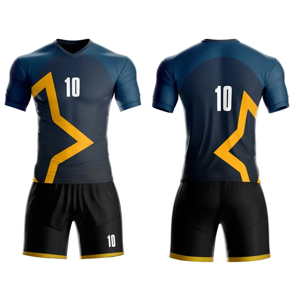 New Jersey Großhandel Kleidung Fußball tragen Shirts & Tops Custom Fußball Trikot Custom Team Name Fully Sublimation Print 10 Set