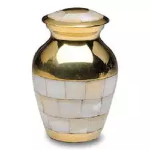 Ensemble or et nacre (mer) commémoratif, urne funéraire en laiton/aluminium pour cendres humaines, urne de crémation - Product Image 1